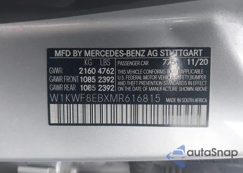 2021 Mercedes-Benz C 300 4Matic from USA, damaged, VIN W1KWF8EBXMR616815